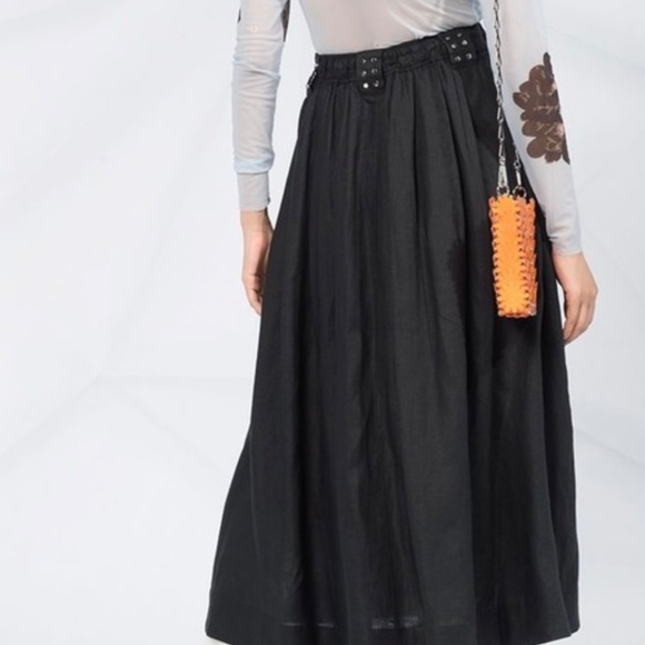 Ganni Studded Black Linen Skirt Size 38 - Picture 3 of 4